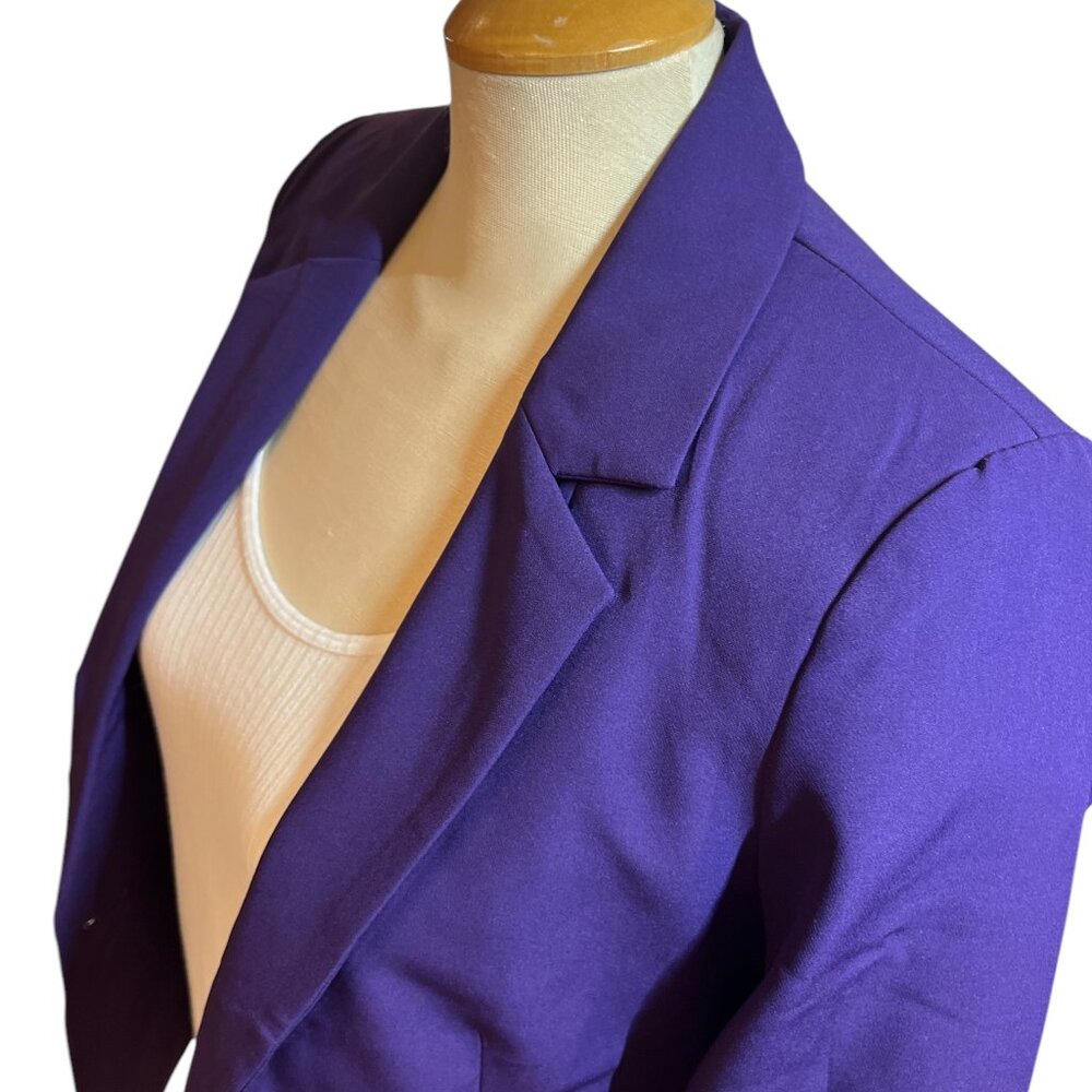 ICHI IHLEXI Blazer NEW Sz 34EU Violet Indigo 1 Button Notched Lapel NWT
